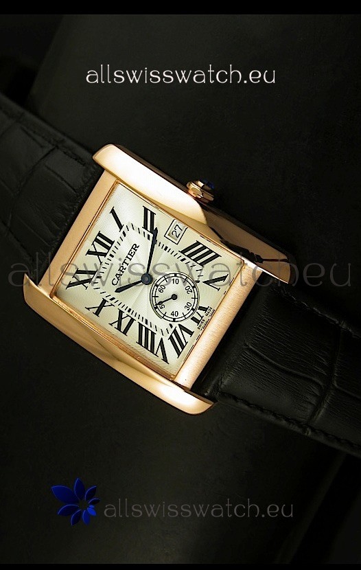 Cartier Tank Anglaise Japanese Replica Watch 34MM - White Dial Pink Gold 
