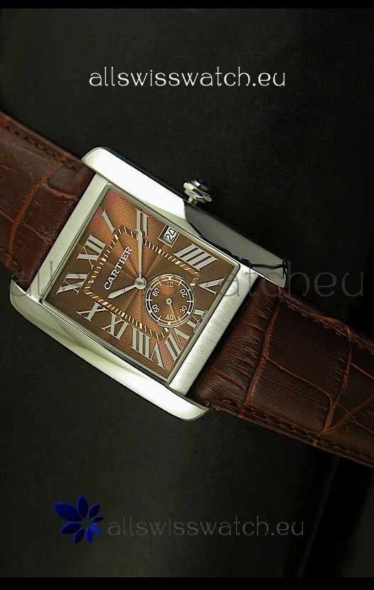 Cartier Tank Anglaise Japanese Replica Watch 34MM - Brown Dial Steel Case