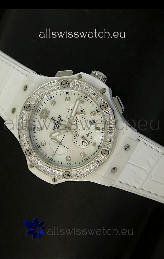 Hublot Big Bang 34MM Ladies Watch in Quartz Movement - White Dial/Strap