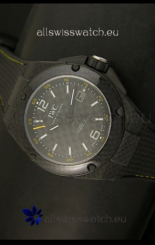 IWC Ingenieur Carbon Casing Swiss Replica Watch in Black Carbon Dial