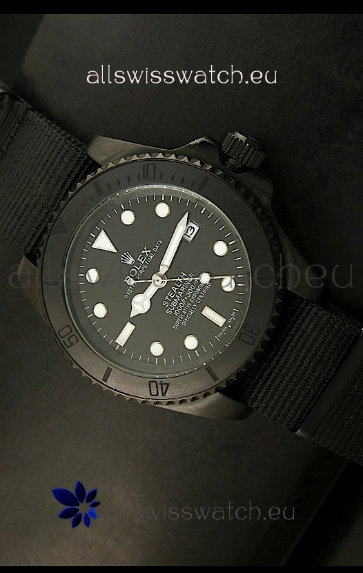 Rolex Submariner STEALTH Edition Swiss Replica in Black Strap
