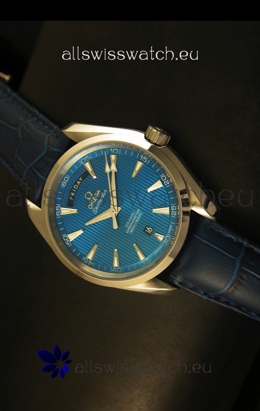 Omega Seamaster Aqua Terra Co-Axial Day Date Leather Swiss Watch