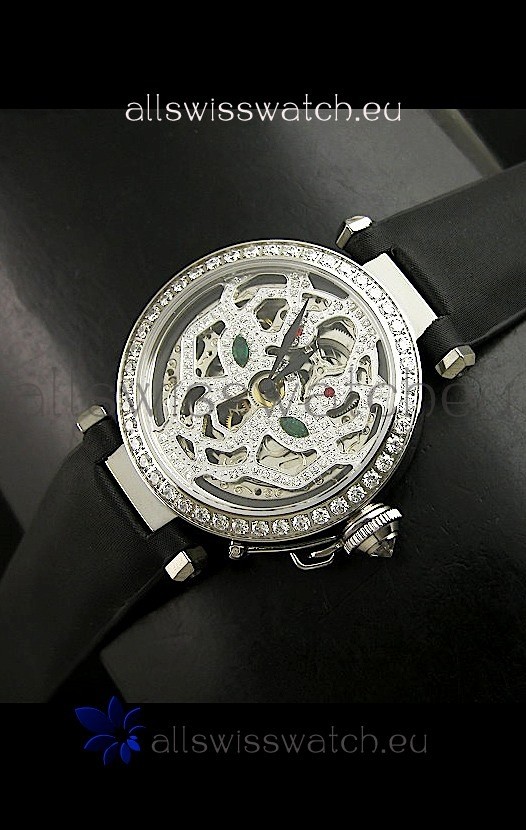 Cartier Pasha Ladies Replica Watch in Skelton Diamond Dial