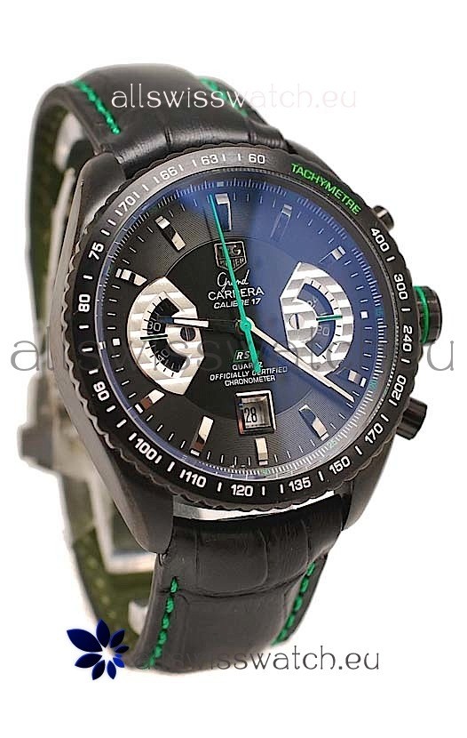 Tag Heuer Grand Carrera Japanese Replica PVD Watch in Black