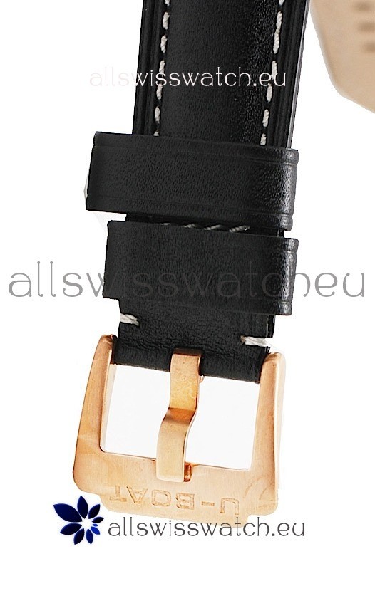 U-Boat Flightdeck Japanese Gold Replica Watch in Black Dial