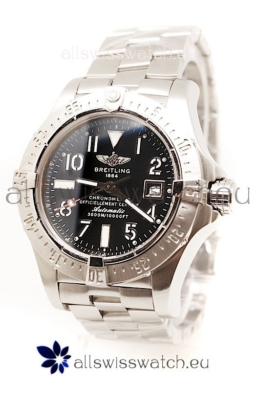 Breitling Chronograph Chronometre Swiss Replica Watch in Black Dial