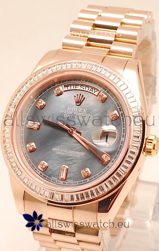 Rolex Day Date II Rose Gold Japanese Watch in Pearl Dial 