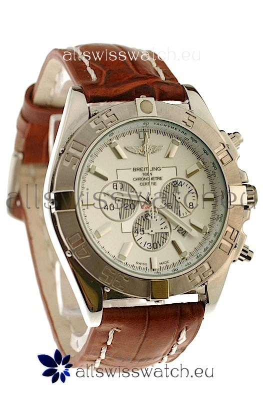 Breitling Chronograph Chronometre Japanese Replica Watch in Brown Strap