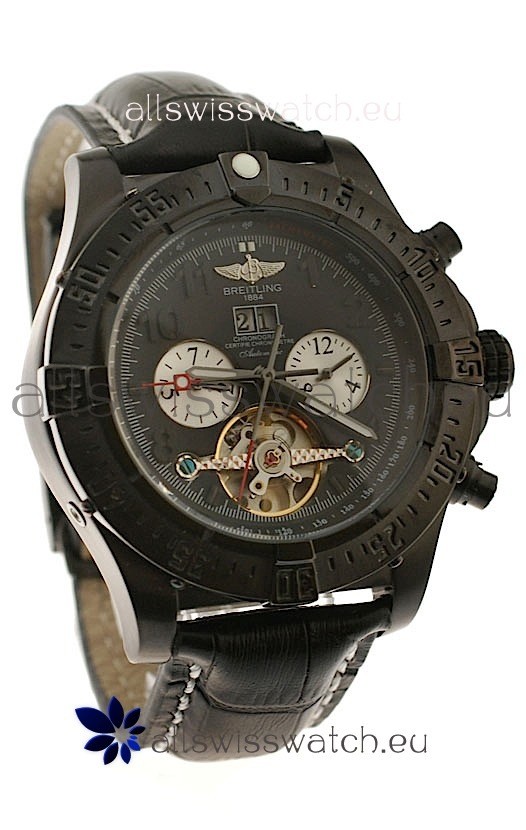 Breitling Chronometre Tourbillon Japanese Replica Watch in Black 