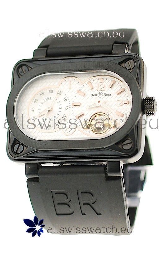 Bell and Ross BR Minuteur Tourbillon PVD Japanese Watch in White Dial