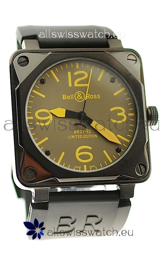 Bell and Ross BR01-92 Limited Edition Japanese PVD Watch in Yellow Markers