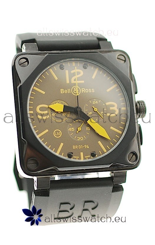 Bell and Ross BR01-94 Edition Japanese PVD Watch in Yellow Markers
