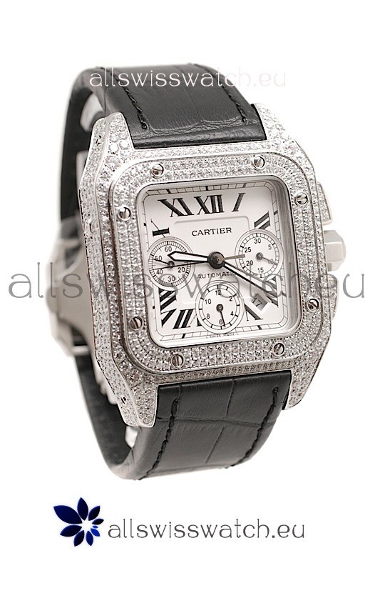 Cartier Santos 100 Swiss Replica Watch with Two Tone Casing 