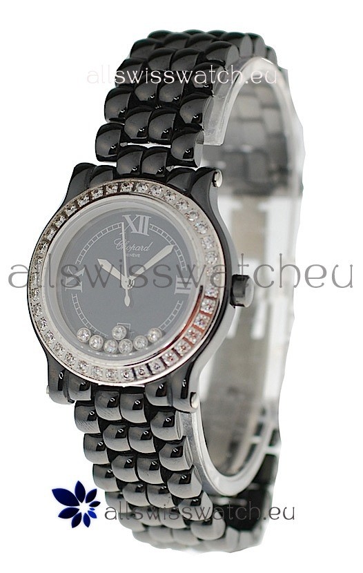 Chopard Happy Sport Ladies Japanese Black Ceramic Watch