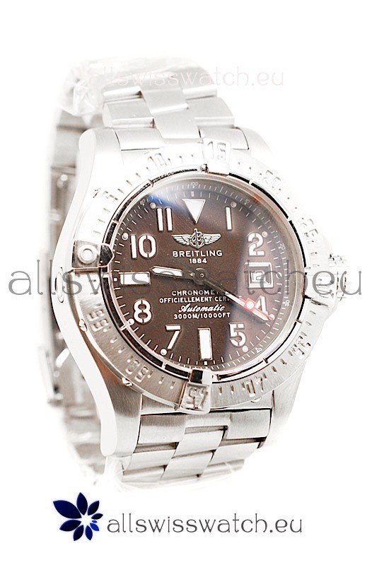 Breitling Chronograph Chronometre Swiss Replica Watch in Brown Dial
