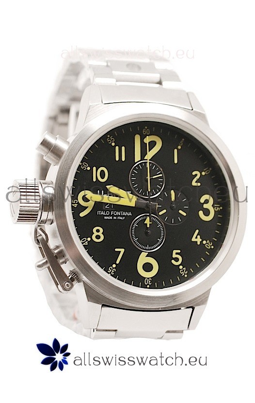 U-Boat Flightdeck Japanese Replica Steel Watch in Green Markers