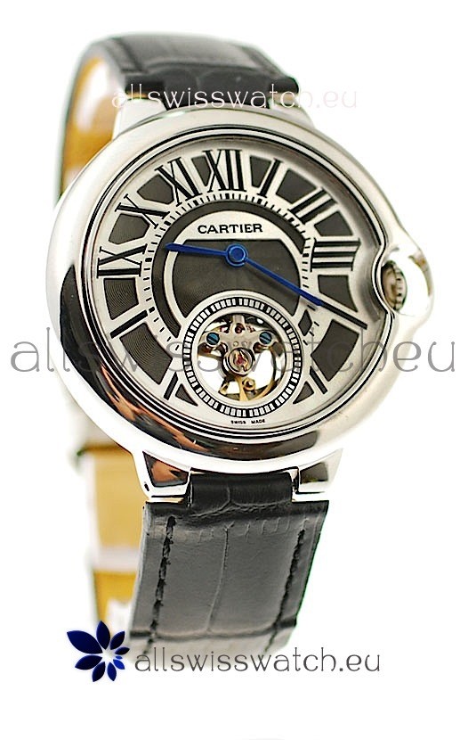 Ballon Bleu De Cartier flying Tourbillon Japanese Replica Steel Watch 