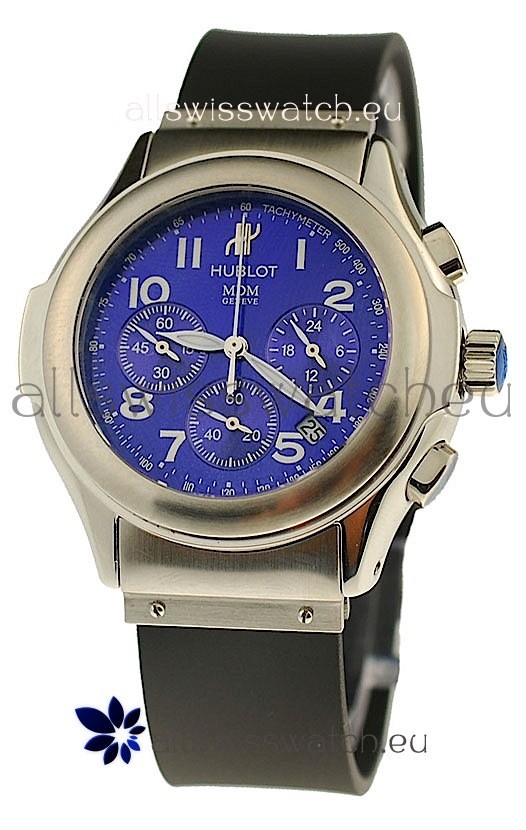 Hublot MDM Chronograph Swiss Replica Watch in Blue Dial
