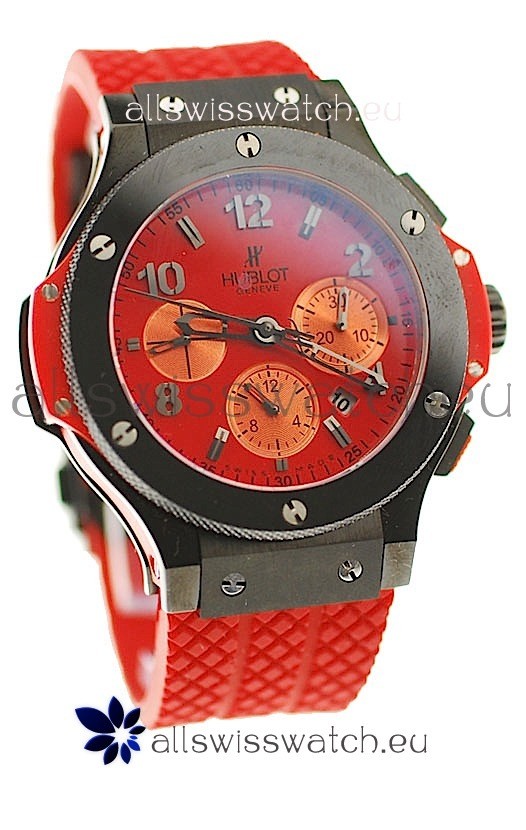 Hublot Big Bang Swiss Watch in Red Dial Ceramic Bezel