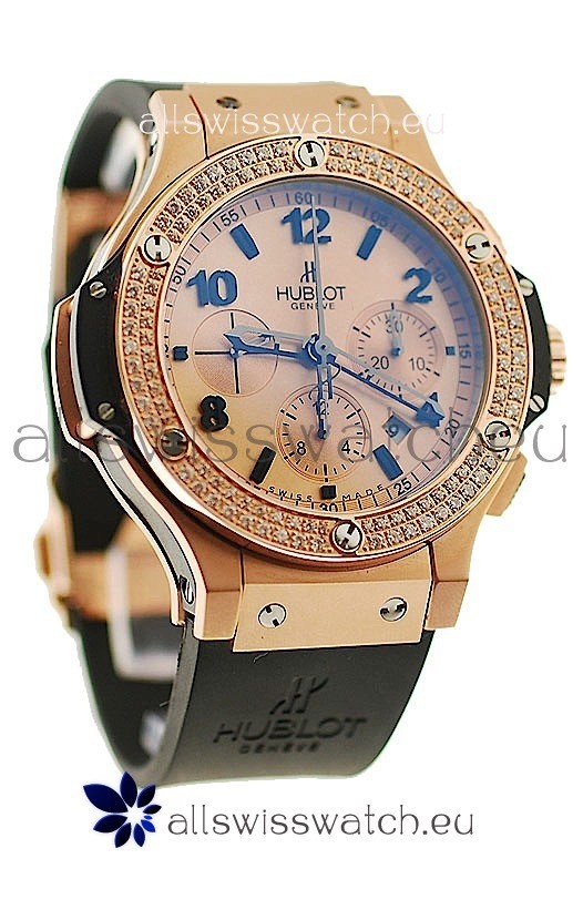 Hublot Big Bang Swiss Replica Watch in Beige Dial Diamonds Bezel