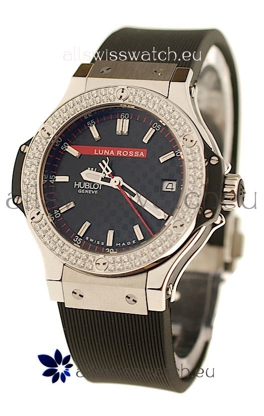 Hublot Big Bang Luna Rossa PVD Diamonds Swiss Quartz Watch