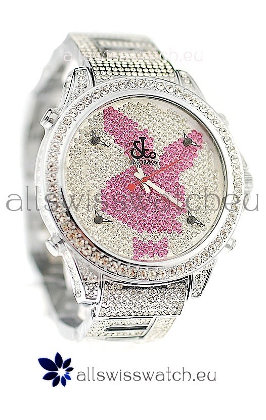 Jacob & Co Diamond Japanese Replica Watch in Pink/White Dial