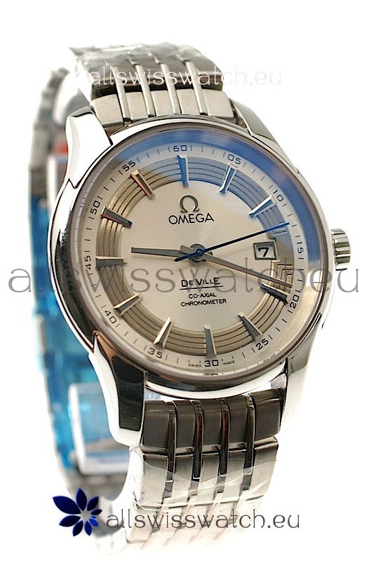 Omega Co Axial De Ville Hour Vision Swiss Replica Watch in White Dial