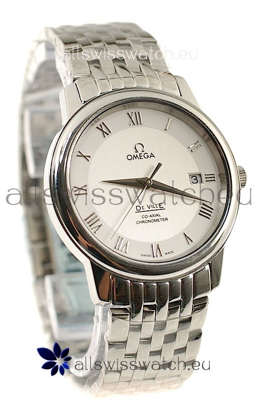 Omega Co-Axial Deville Japanese Steel Watch in White Dial