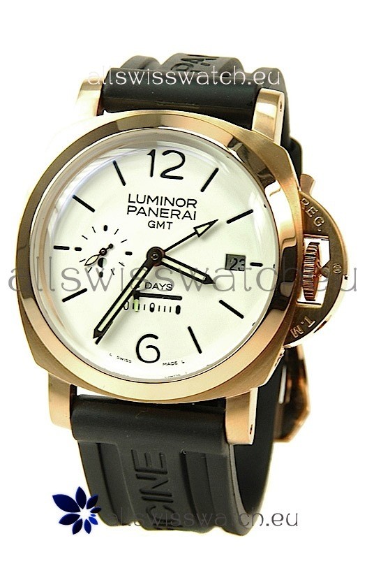 Panerai Luminor GMT 8 Days Swiss Replica Watch in White Dial