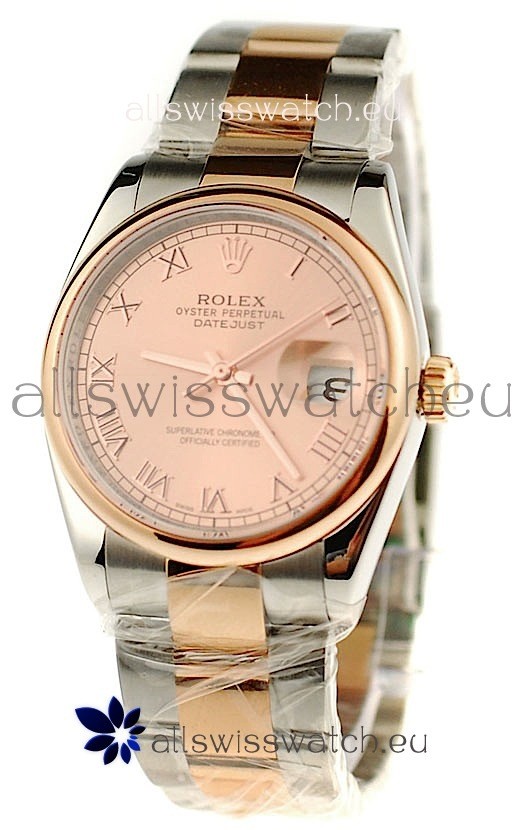 Rolex Day Date Two Tone Swiss Watch in Pink Gold Dial