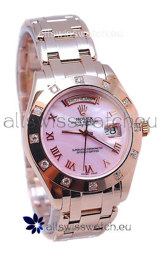 Rolex Day Date Pink Mother of Pearl Swiss Replica Watch