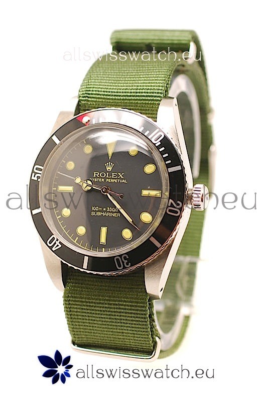 Rolex Submariner Swiss Watch in Green Nylon Strap