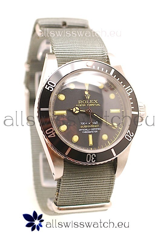 Rolex Submariner Swiss Watch Grey Nylon Strap Watch