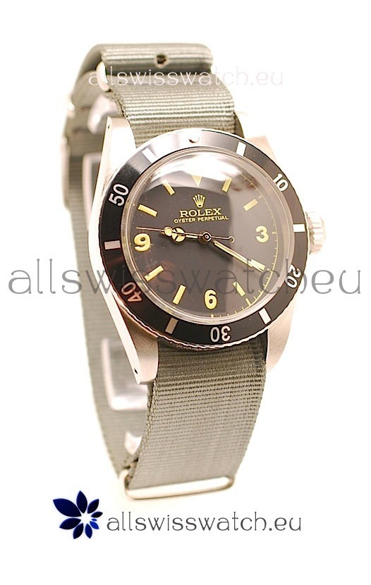 Rolex Submariner Swiss Watch Grey Nylon Strap Watch
