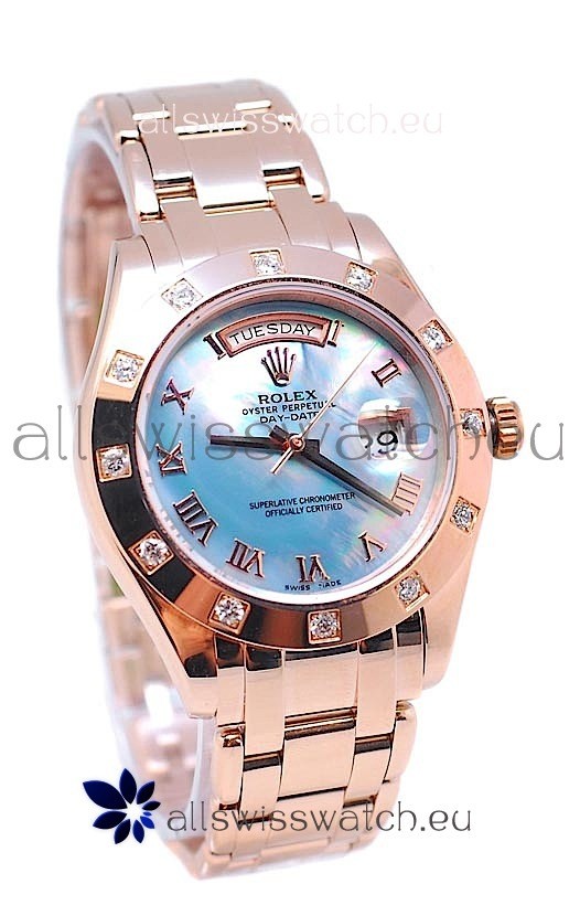 Rolex Day Date Blue Mother of Pearl Swiss Replica Watch