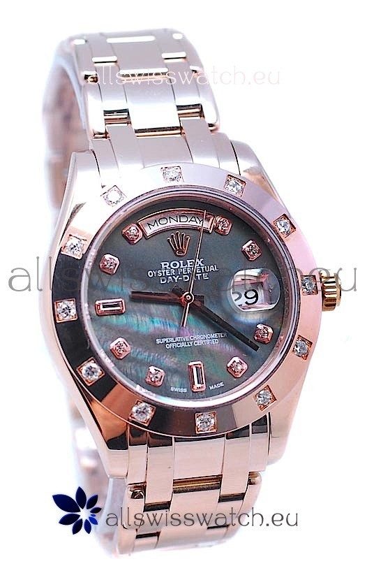 Rolex Day Date Black Mother of Pearl Swiss Replica Watch