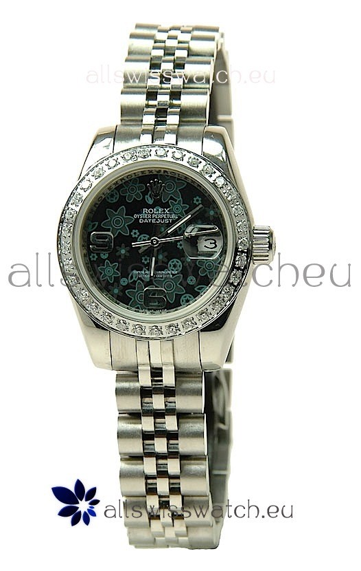 Rolex Datejust Floral Motif Ladies Swiss Replica Watch