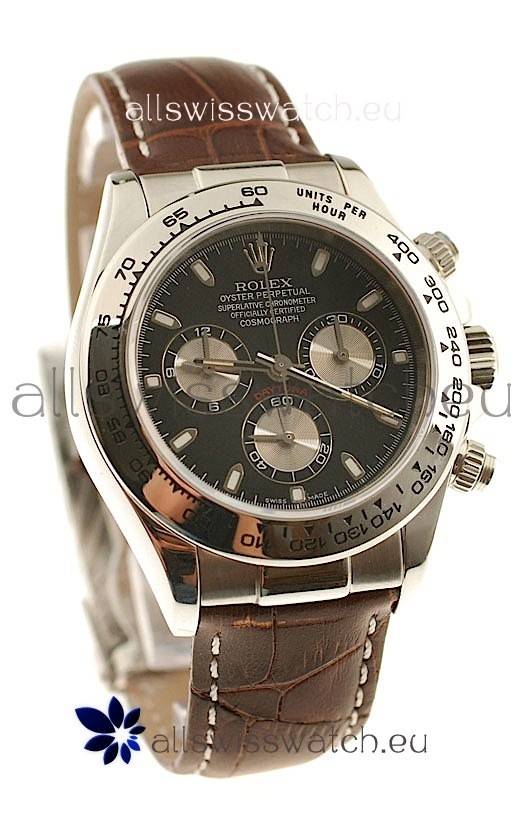 Rolex Daytona Cosmograph 2011 Edition Swiss Watch in Brown Leather Strap