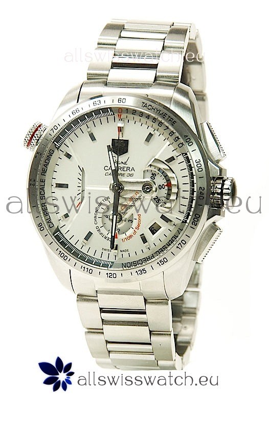 Tag Heuer Grand Carrera Calibre 36 Swiss Replica Watch in White Dial
