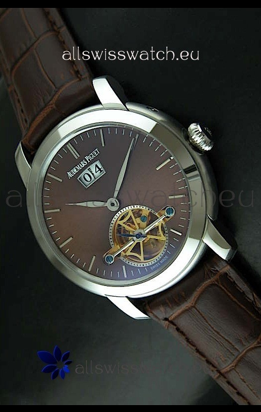 Audemars Piguet Jules Tourbillon Japanese Replica Watch in Brown Dial