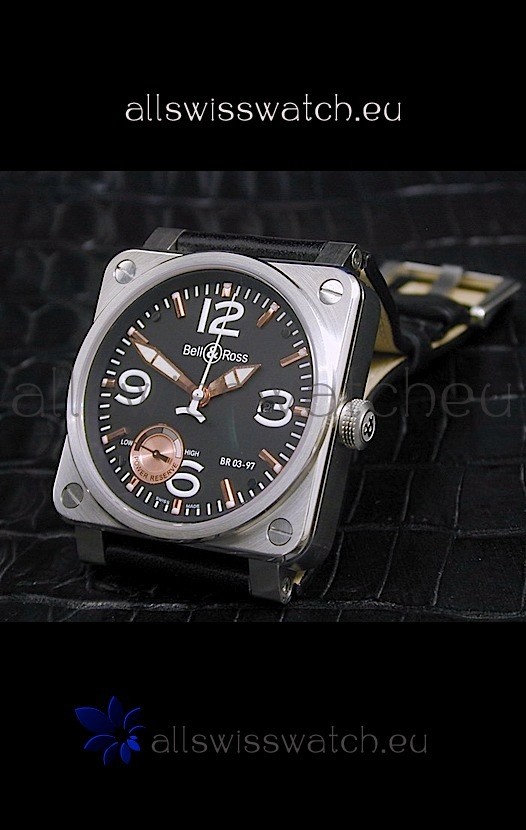 Bell and Ross BR013 97 Power Reserve Swiss Watch in Black Dial