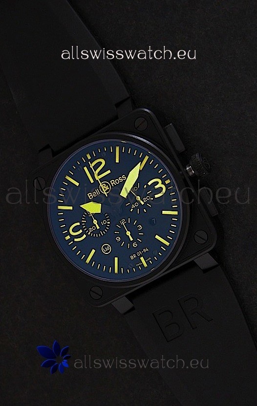 Bell and Ross BR01-94 7750 Swiss Watch in Yellow Markings