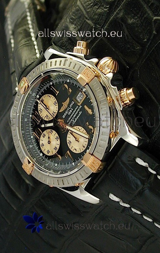 Breitling Windrider Swiss Replica Watch in Black Dial Steel Case
