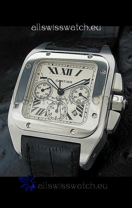 Cartier Santos Swiss Replica Watch in White Dial