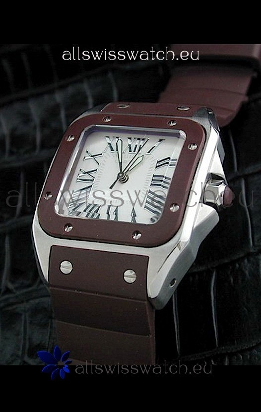 Cartier Santos Swiss Replica Watch in White Dial