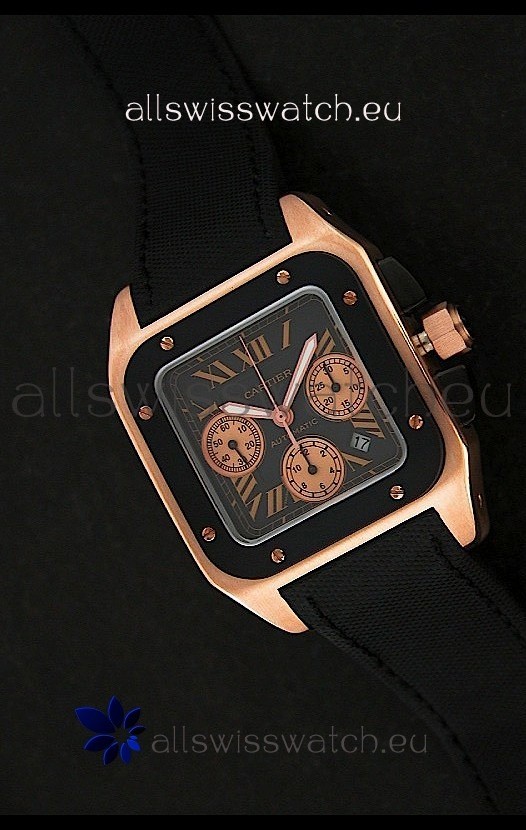 Cartier santos Swiss Replica Watch in Black Dial