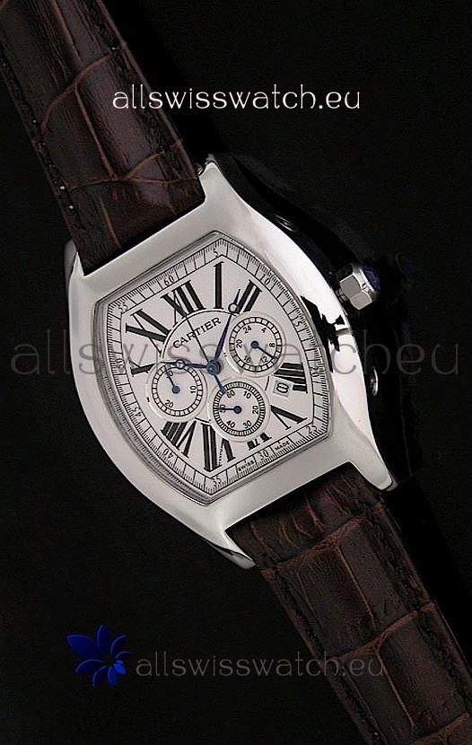 Cartier Tortue Japanese Replica Watch in Brown Strap