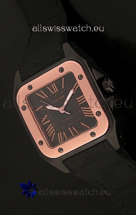 Cartier Santos Swiss Replica Watch in Black Dial