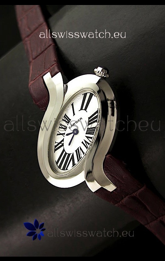 Delices De cartier Japanese Watch in Maroon Strap