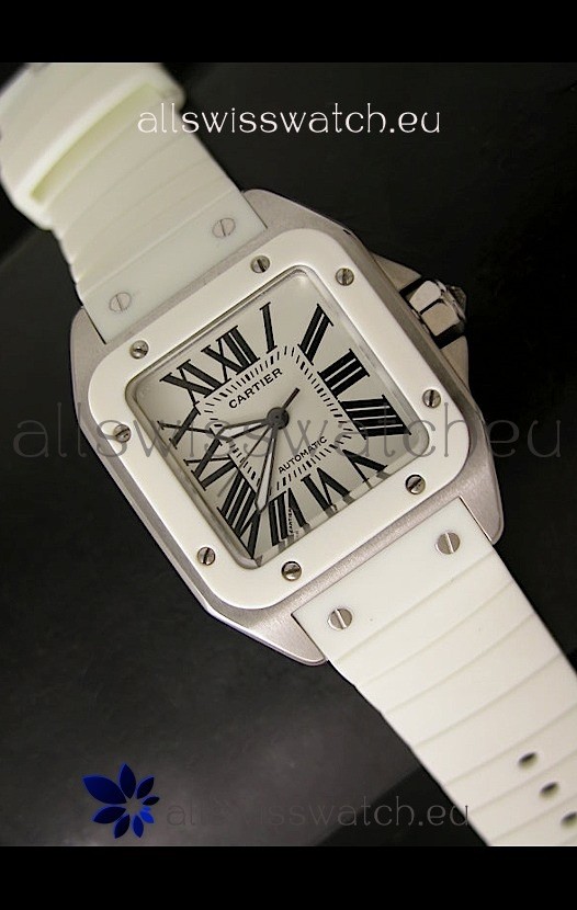Cartier Santos Swiss Replica Watch in White Dial